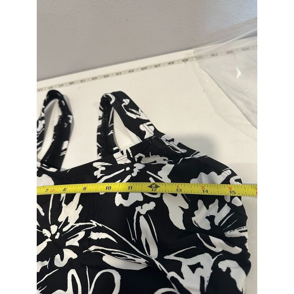 Hurley Womens Swimsuit Sz L Black/White Floral Tropical Hawaiian Beachy 1-Piece - Picture 8 of 11
